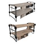 Disc-O-Bed 30902BO XL and Youth Cam-O-Bunk 2 Person Bench Bunked Double Camping Bunk Bed Cot with 2 Side Organizers, Tan (2 Pack)