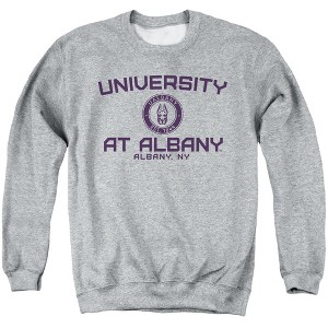 University at Albany Official Circle Logo Adult Crewneck Sweatshirt, Athletic Heather - 1 of 4