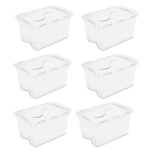 16 Pack Small Containers Clear Plastic Boxes with Hinged Lids 