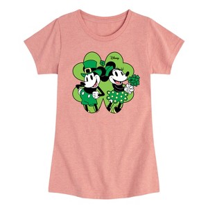 Girls' - Disney - Mickey Minnie Shamrock Fitted Short Sleeve Graphic T-Shirt - 1 of 4