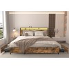 King Size Bed Frame with Storage Headboard and Charging Station - 3 of 4