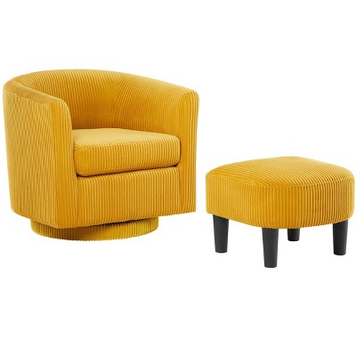 NicBex Corduroy Fabric Swivel Accent Chair,Upholstered Swivel Arm Chairs with Ottoman,Modern Comfy Swivel Chair,Accent Chairs for Living Room