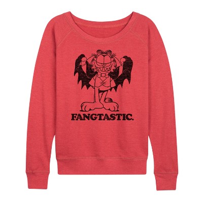 Women's - Garfield - Fangtastic Lightweight French Terry Wide Neck Long Sleeve Graphic Shirt