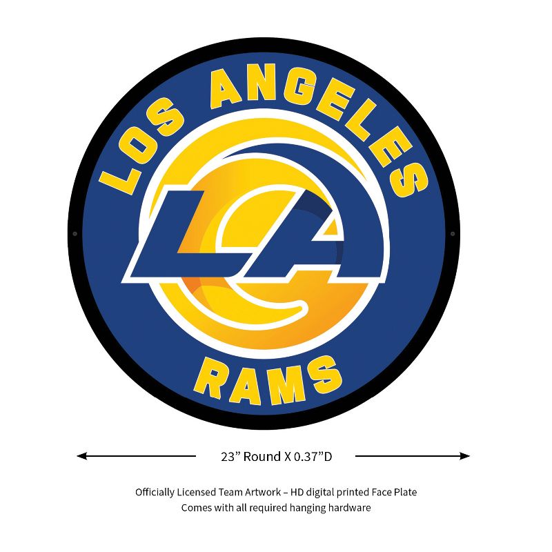 Evergreen Ultra-Thin Edgelight LED Wall Decor, Round, Los Angeles Rams- 23 x 23 Inches Made In USA, 2 of 7