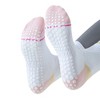 Anna-Kaci 3-Pack Women's Cotton Crew Socks with Color Block Toes Striped Cuffs and Non-Slip Grip Soles - 3 of 4