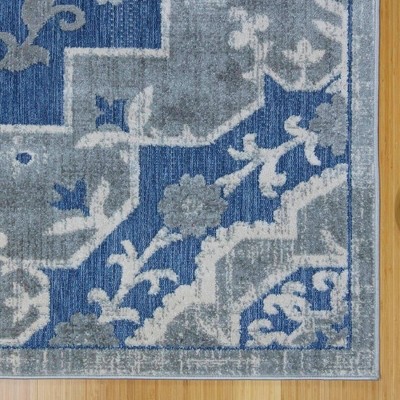 Fosel Arasi Blue/Gray 5' x 7' Easy Care Synthetic Area Rug