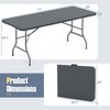 Costway 3 PCS Folding Picnic Table Set with 6 ft Table & 2 Benches HDPE Wood-Like Tabletop Brown/Gray - 3 of 4