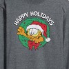 Men's - Garfield - Happy Holidays Wreath Long Sleeve Graphic T-Shirt - 2 of 4