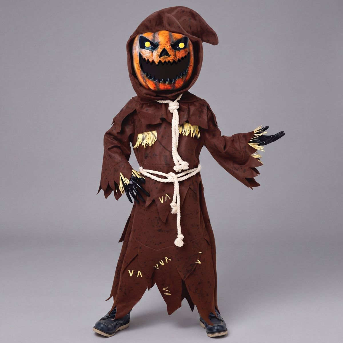 Joyfy Boys' Halloween Scary Scarecrow Costume, Kids Halloween Costume with Pumpkin Head, Pumpkin Costume for Boys Halloween Trick-or-treat、Cosplay