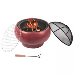 22" Round Concrete Wood Burning Fire Pit - Teamson Home