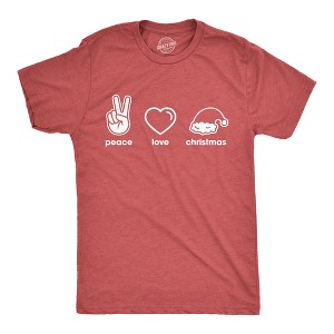 Mens Peace Love Christmas T Shirt Funny Holiday Xmas Party Graphic Novelty Tee - Crazy Dog Men's T Shirt - 1 of 4
