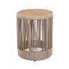Set of 2 Outdoor Coffee Table Patio Cocktail Table Round Center Table End Table Accent Table Side Table with Rattan Rope&Acacia Wood Frame -ModernLuxe - 4 of 4
