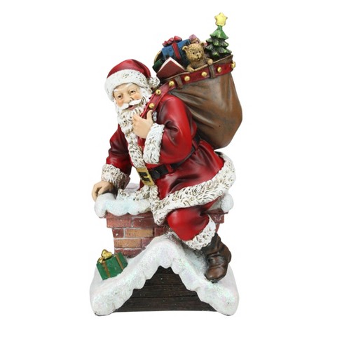 Napco 11 Santa Going Down The Chimney Christmas Tabletop Figurine
