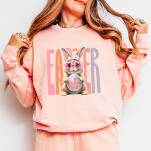 Easter Bunny Disco Ball - Women's Lightweight Garment Dyed Sweatshirt - 1 of 3