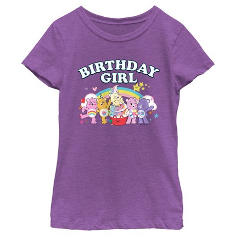 Care Bears Girl's Care Bears Birthday Girl T-Shirt - Purple Berry - Small