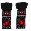 Marvel Comics Spider-Man Men's Ugly Christmas Sweater Knit Miles Morales Faux Shearling Lined Thick Fuzzy Slipper Socks Multicoloured - 3 of 4
