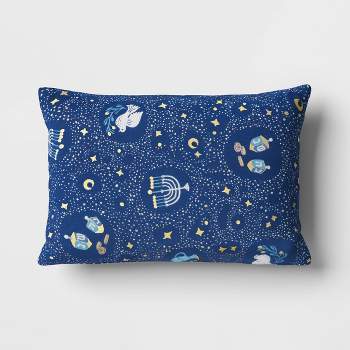 Hanukkah Icon Pattern Lumbar Throw Pillow Dark Blue - Threshold™
