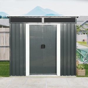 APRILSOUL77.00"Outdoor Metal Storage with Transparent plate and Foundation for Backyard Garden Patio - 1 of 4