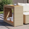 vidaXL Patio Side Table with Wooden Top Beige 39.4"x15.7"x29.5" Poly Rattan - 3 of 4