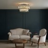 ALOADECOR Modern Glam  Glass Drum Flush Mount Contemporary Ceiling Light For Living Room Entryway Bedroom - 2 of 4