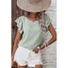 Amaryllis Women’s Double Layer Ruffle Sleeve Crinkled Textured Woven Scoop Neck Blouse Lightweight - 3 of 4