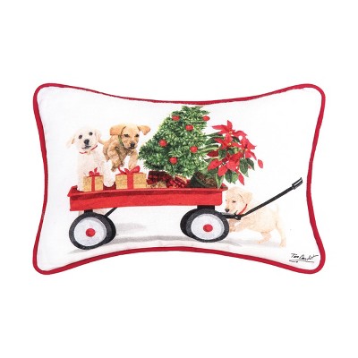 C&F Home 8" x 12" Puppy Wagon Printed Small Christmas Throw Pillow