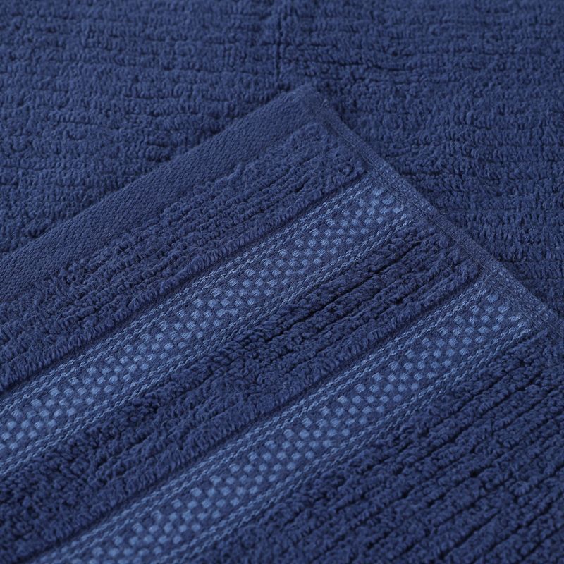 Zero Twist Cotton Ribbed Modern Geometric Border Bath Towel Set of 3 by Blue Nile Mills, 3 of 9