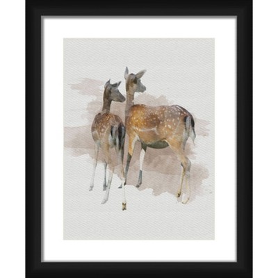 18" x 22" Matted to 2" Golden Deer Picture Framed Black - PTM Images