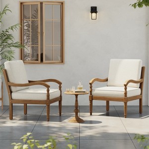 Christopher Knight Home Robbyn Outdoor Acacia Wood Club Chairs with Cushions - 1 of 4