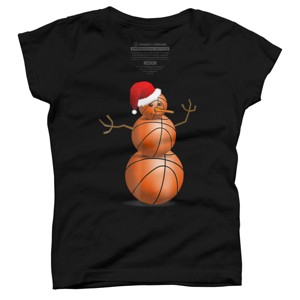 Girl's Design By Humans Christmas Basketball By NekoShop T-Shirt - 1 of 3