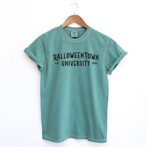 Simply Sage Market Women's Halloween Town University Short Sleeve Garment Dyed Tee - 1 of 4