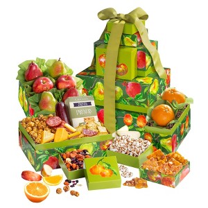 GreatFoods Succulent Fruit & Snacks Deluxe Tower, Premium Gift Tower, Fruit Gift Basket, Snack Gift Basket, Gourmet Food Gifts, Corporate Gifts - 1 of 4