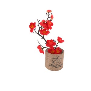 Unique Bargains Artificial Plants Golden Plum Blossom in Cloth Pot Plastic 4.72"x4.72"x11.42" 1 Pcs - 1 of 4