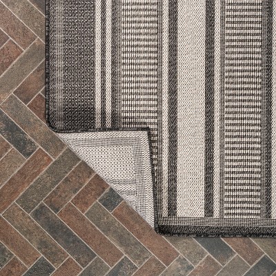 Haynes Black and Cream Striped Synthetic 3x5 Rug