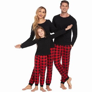 Ekouaer Family Matching Pajamas Christmas Sleepwear Long Sleeve Sleep Shirt with Plaid Pants Soft Loungewear Pjs Set - 1 of 4