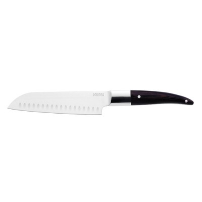Laguiole Expression Dark Bakelite Wood 7-Inch Santoku Knife on Sheath