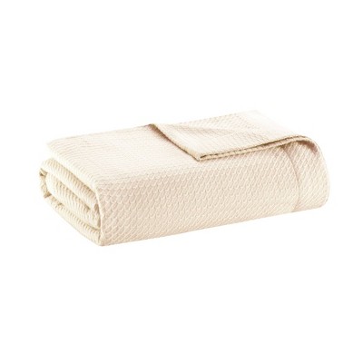 Full/Queen Textured Cotton Blanket Ivory