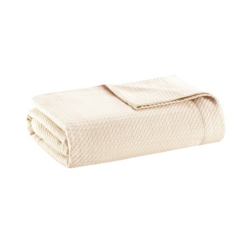 Twin Textured Cotton Blanket Ivory