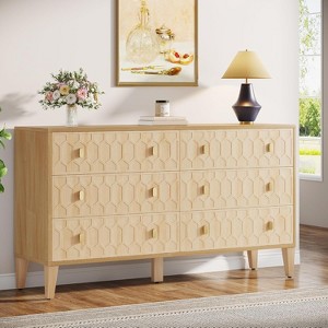 Tribesigns 55" Chest Cabinet of Drawers, 6-Drawer Double Wide Dresser with Solid Wooden Legs for Closet, Living Room, Entryway - 1 of 4