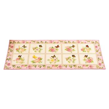 Collections Etc Floral Butterfly Garden Skid-Resistant Accent Rug
