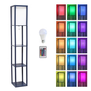 Simple Designs Three Shelf Etagere Floor Lamp Navy Blue - 1 of 4