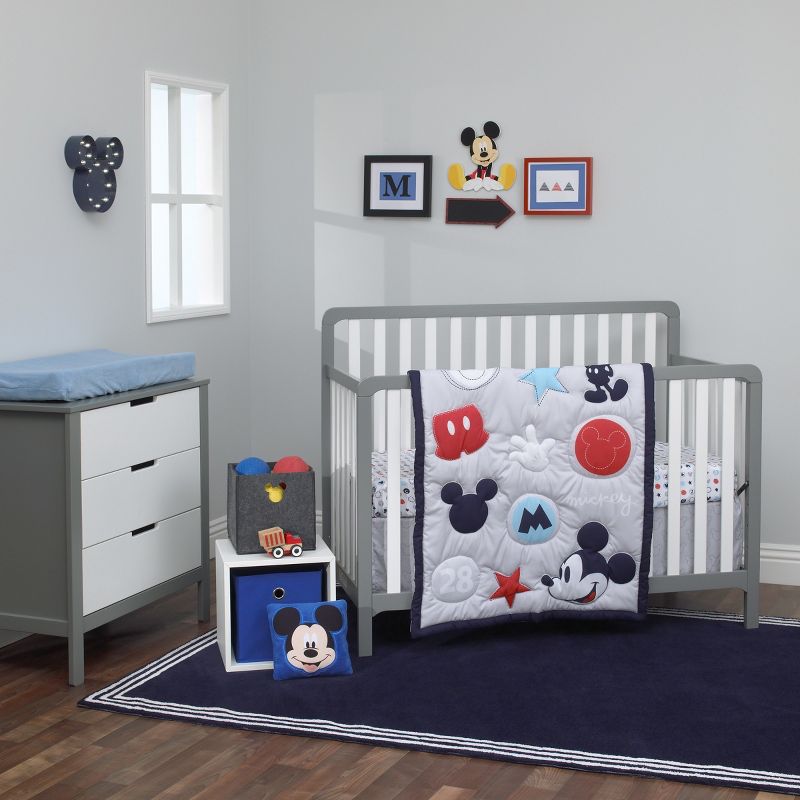 Disney Amazing Mickey Mouse 3 Piece Nursery Crib Bedding Set, 1 of 8