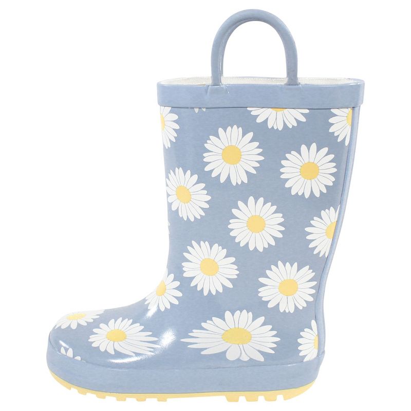 Hudson Baby Juniors Girls Rain Boots, Blue Daisy, 1 Youth