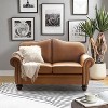 Antonia 60 Wide Chesterfield Loveseat Genuine Leather Sofa with Nailhead Trim and Rolled Armrests - 3 of 4