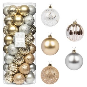 Every Day is Christmas Round 50ct 2.24"/57mm Shatterproof Christmas Tree Ornaments Set, Christmas Tree Balls Decoration - 1 of 4