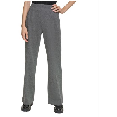 Calvin Klein Womens High Rise Pleat Front Wide Leg Stretch Casual Trouser Pants