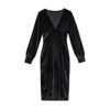 Womens Long Sleeve Velvet Dress V Neck High Waist Dress Slim Fit Velvet Midi Dress for Christmas Night Date Evening Events - 4 of 4
