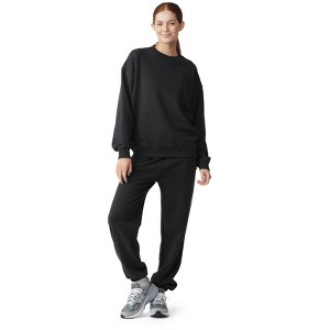Future Planet Womens Saturn Premium Fleece Lined Soft Cotton Sweatpants Loose Fit Black - 1 of 4
