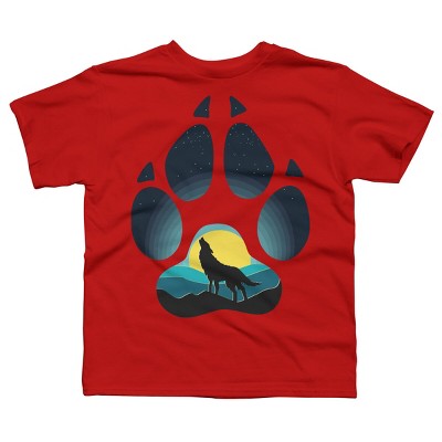 Boy's Design By Humans Wolf's paw. The wolf and the moon By ArtistDreams T-Shirt