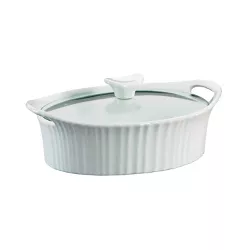 CorningWare French White 1.5qt Oval Ceramic Casserole with Glass Cover